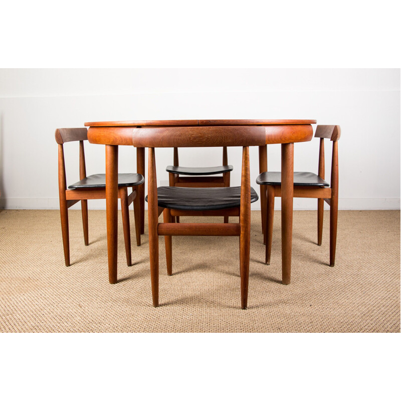 Ensemble Table de repas et 4 chaises vintage en teck modèle 63031 par Hans Olsen pour Frem Rojle Danoises 1964