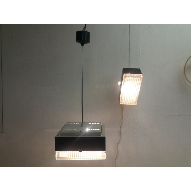 Lampadario e lampada da parete Drupol vintage, 1970