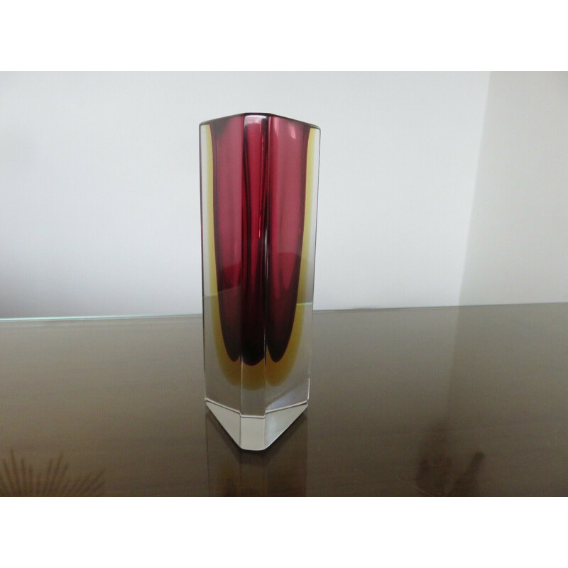 Series of 4 vintage vases sommerso murano Luigi Mandruzzato Italy 1960