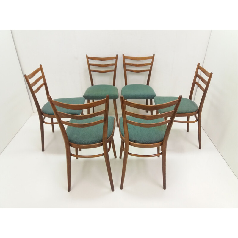 Set of 6 vintage dining chairs designed by Jindřich Halabala for UP Závody, Czechoslovakia 1960 