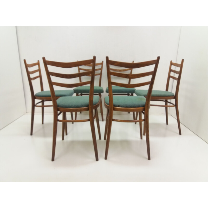 Set of 6 vintage dining chairs designed by Jindřich Halabala for UP Závody, Czechoslovakia 1960 