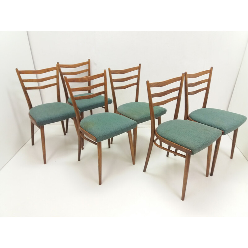 Set of 6 vintage dining chairs designed by Jindřich Halabala for UP Závody, Czechoslovakia 1960 