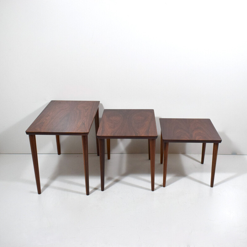 Vintage nesting tables in rosewood, France