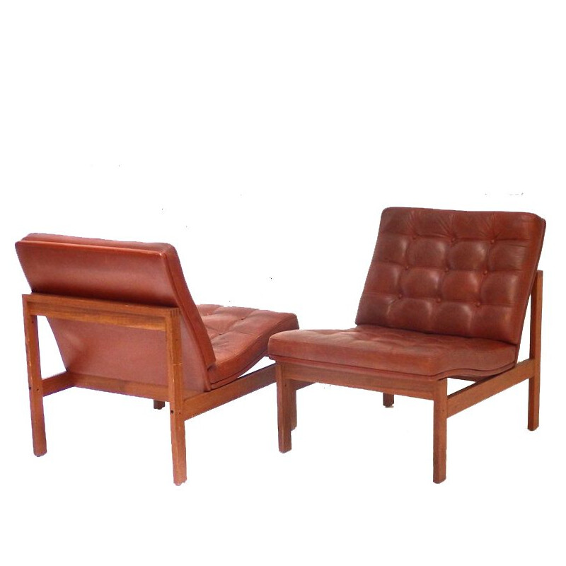 Pair of vintage armchairs by Ole Gjerlovs Knudsen and Torben Lind for France and SØn 1960