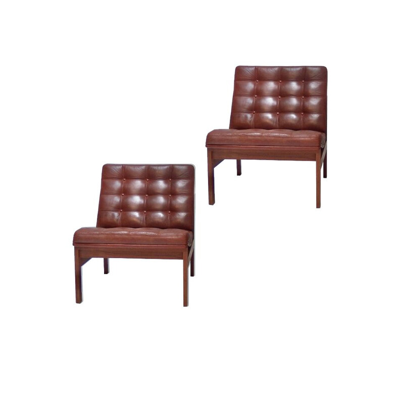 Pair of vintage armchairs by Ole Gjerlovs Knudsen and Torben Lind for France and SØn 1960