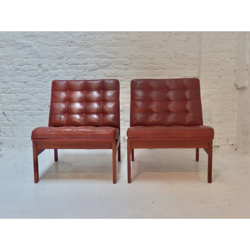 Pair of vintage armchairs by Ole Gjerlovs Knudsen and Torben Lind for France and SØn 1960