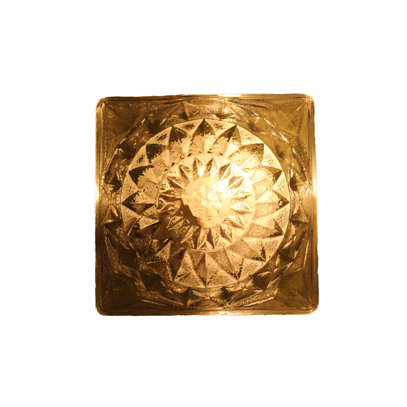 Vintage glass ceiling or wall lamp, Italy, 1970s