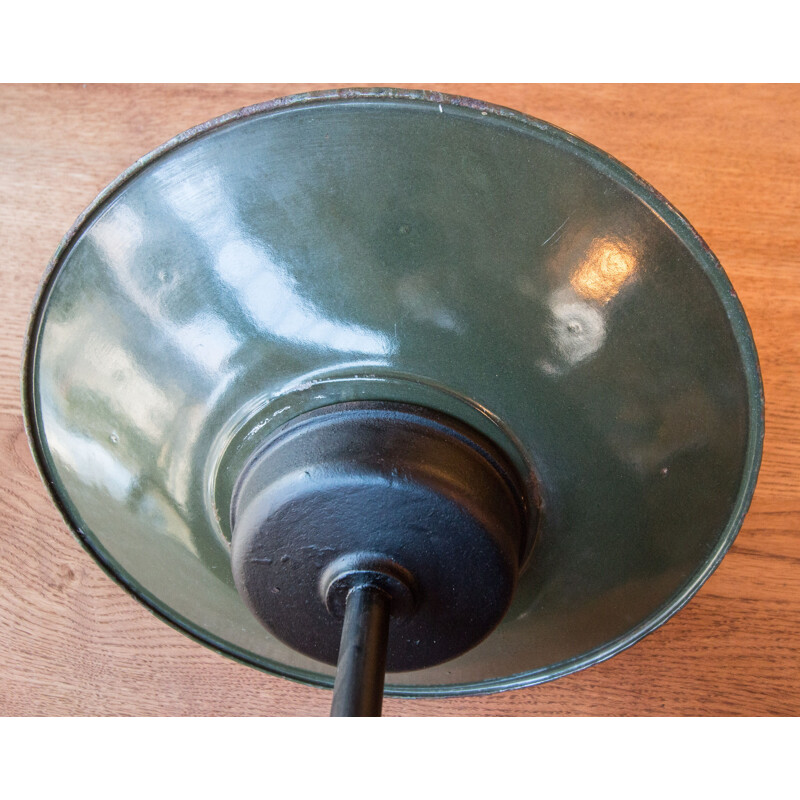 Vintage-Hoflampe mit Schwanenhals Glas und emailliertes Blech