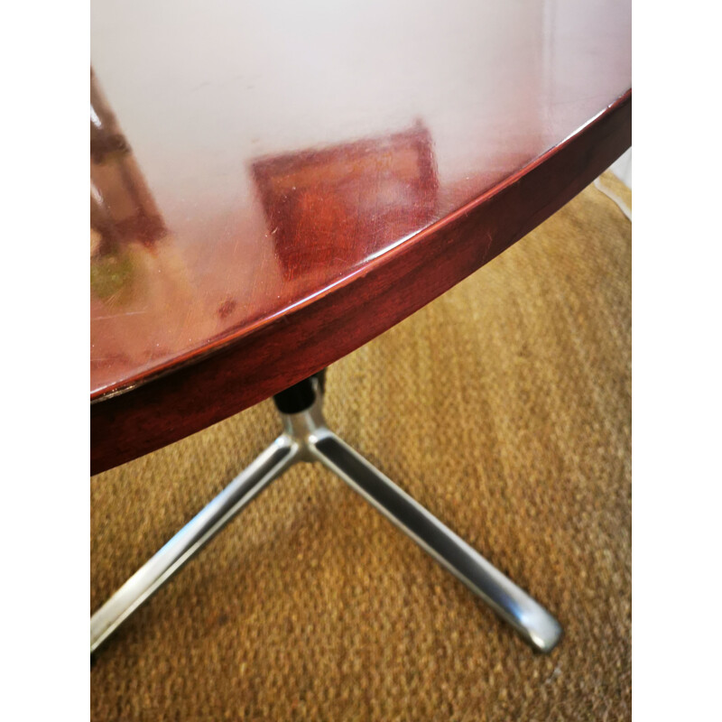 Vintage oval dining table in wood and metal 1970