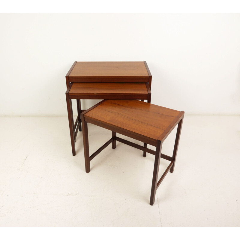 Set of 3 vintage Teak Nesting Tables, Denmark, 1960s