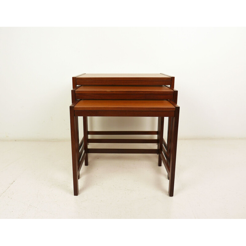 Set of 3 vintage Teak Nesting Tables, Denmark, 1960s