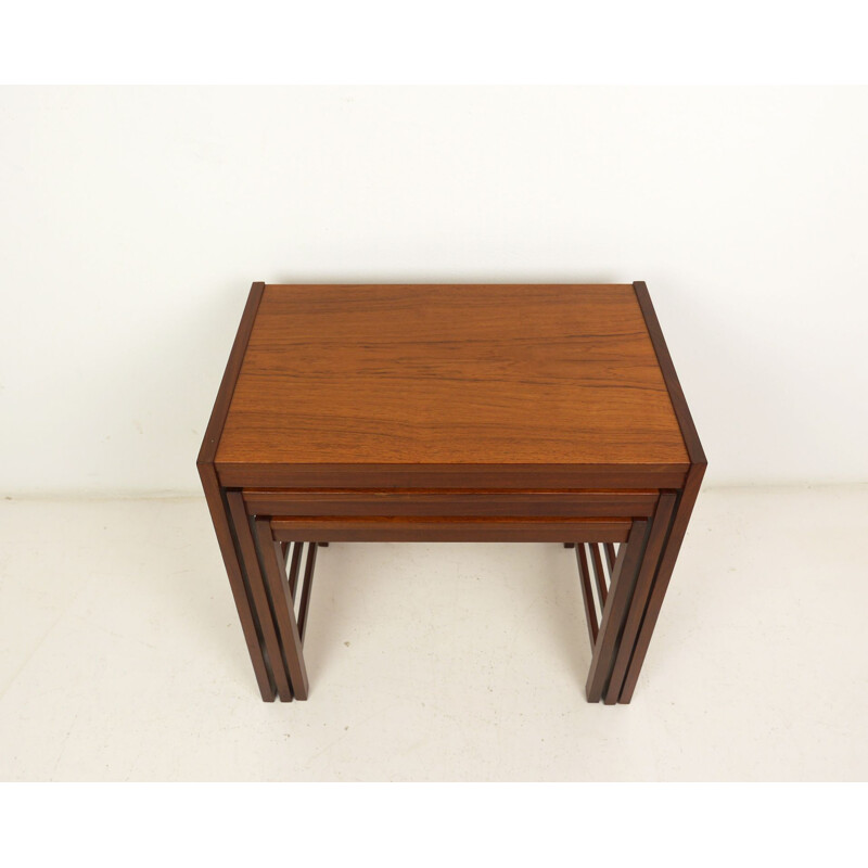 Set of 3 vintage Teak Nesting Tables, Denmark, 1960s