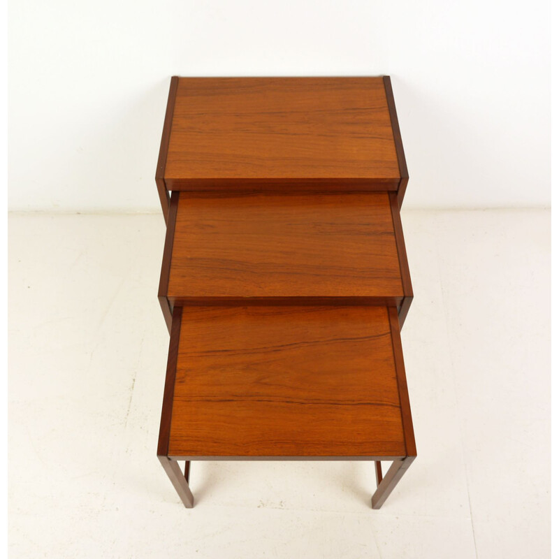 Set of 3 vintage Teak Nesting Tables, Denmark, 1960s