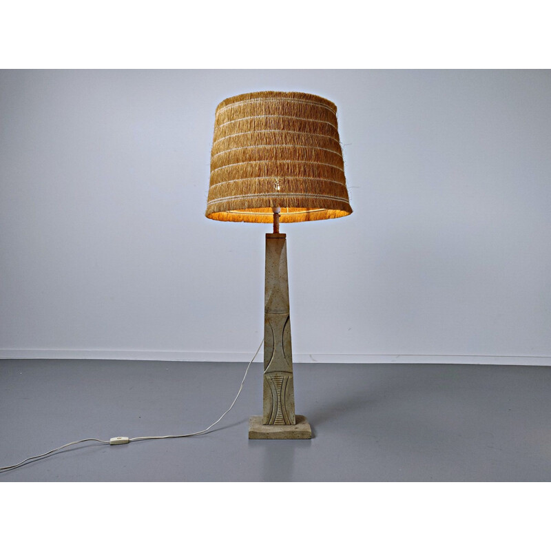 Lampe de table vintage Travertin, Italie 1970
