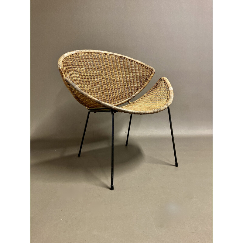 Vintage wicker armchair 1950