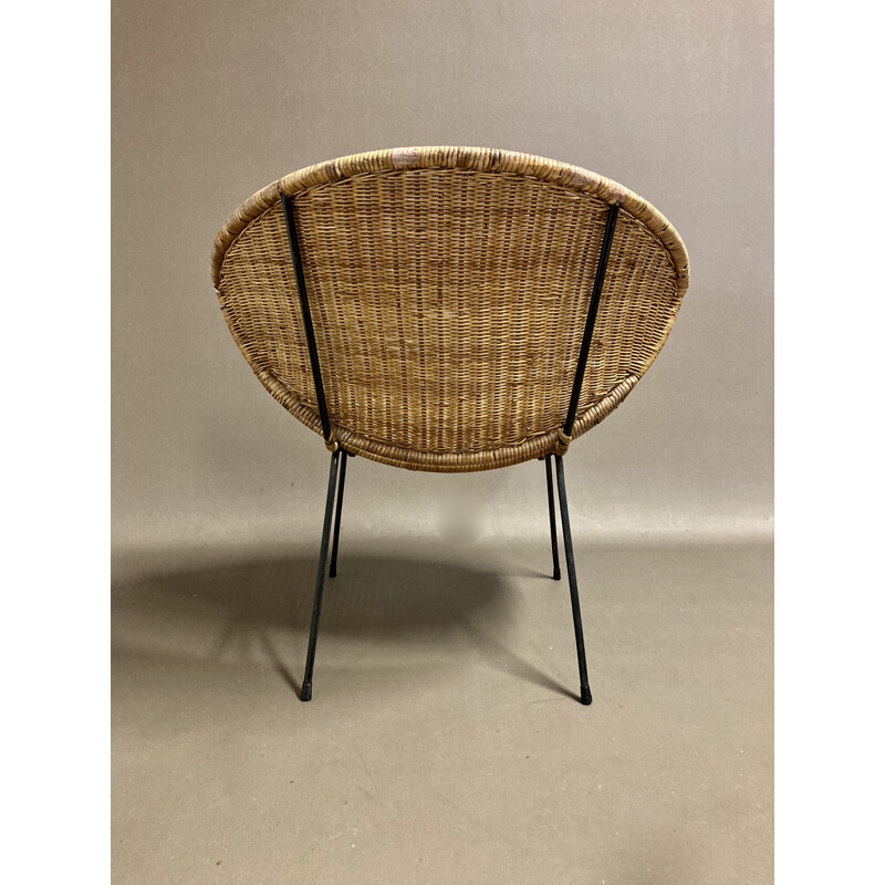 Vintage wicker armchair 1950