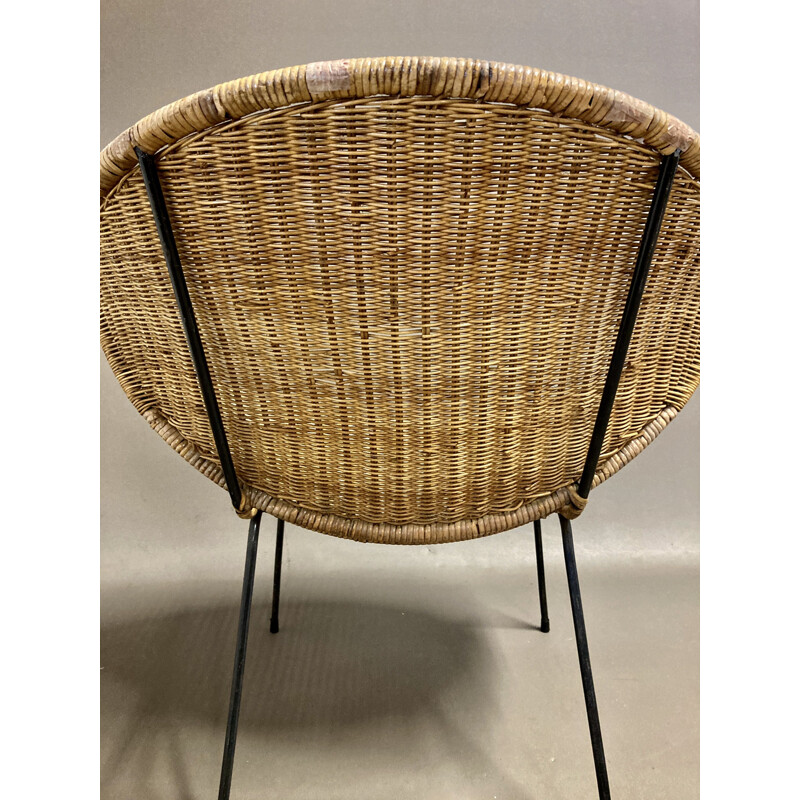 Vintage wicker armchair 1950