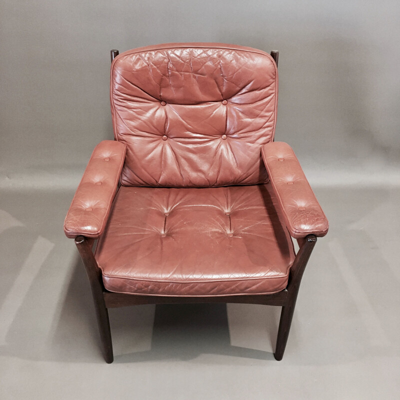 Vintage leather armchair Gote Mobler, Scandinavia 1950