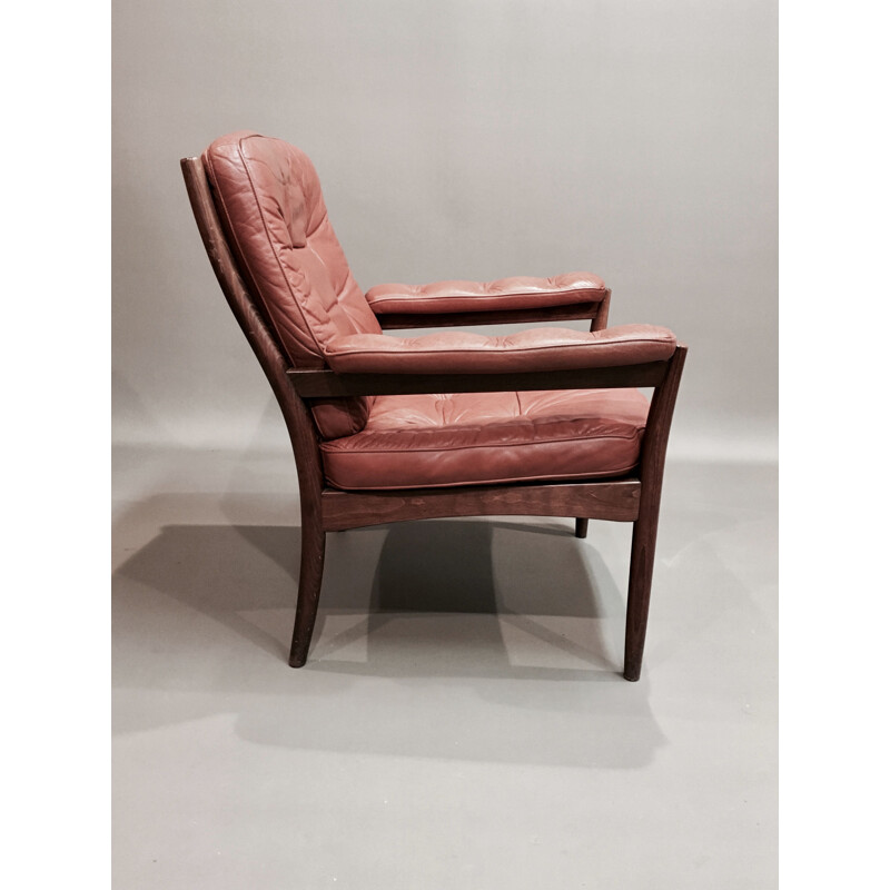 Fauteuil vintage en cuir Gote Mobler, Scandinavie 1950