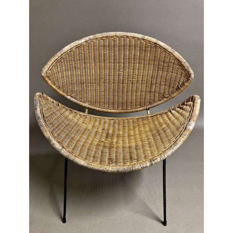 Vintage wicker armchair 1950