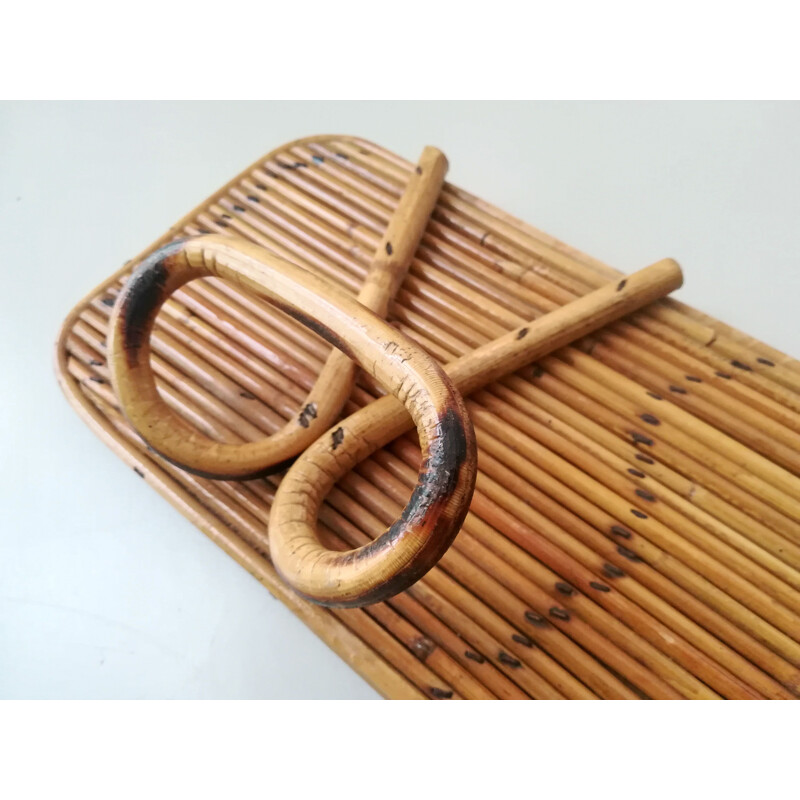 Vintage rattan coat rack 1960