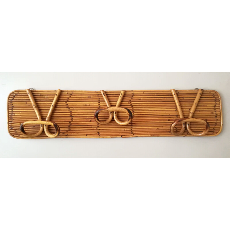 Vintage rattan coat rack 1960