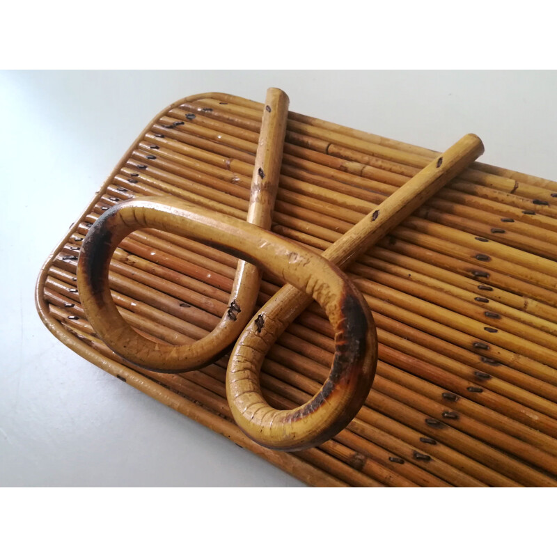 Vintage rattan coat rack 1960