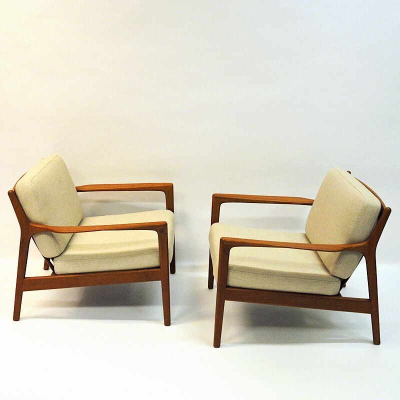 Pair of vintage teak armchairs model USA 75 by Folke Ohlsson for DUX, Sweden 1960
