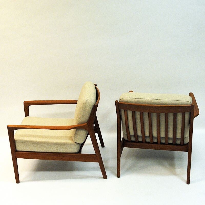 Paire de fauteuils vintage en teck modèle USA 75 de Folke Ohlsson pour DUX, Suède 1960