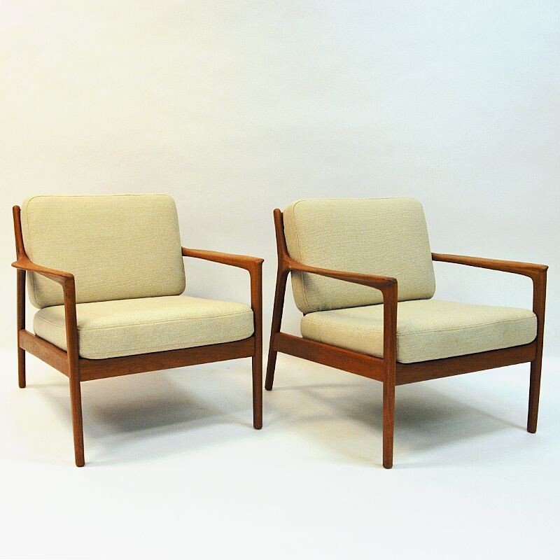 Pair of vintage teak armchairs model USA 75 by Folke Ohlsson for DUX, Sweden 1960