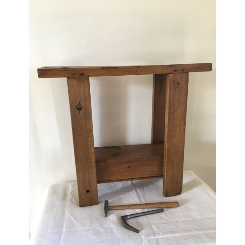 Children's vinatge workbench in beech with box, 1950