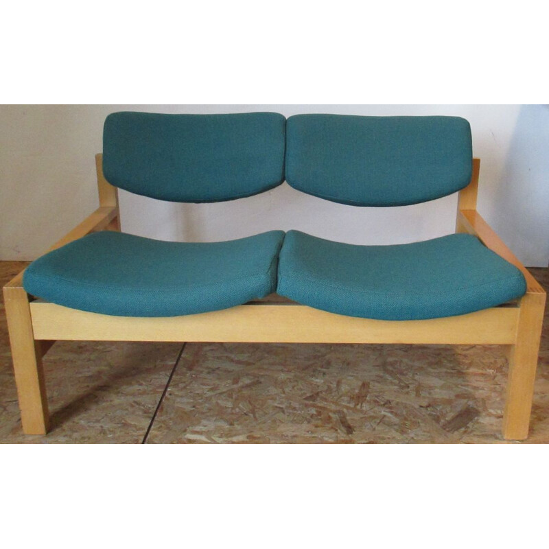 Small vintage sofa 2 places green 1960
