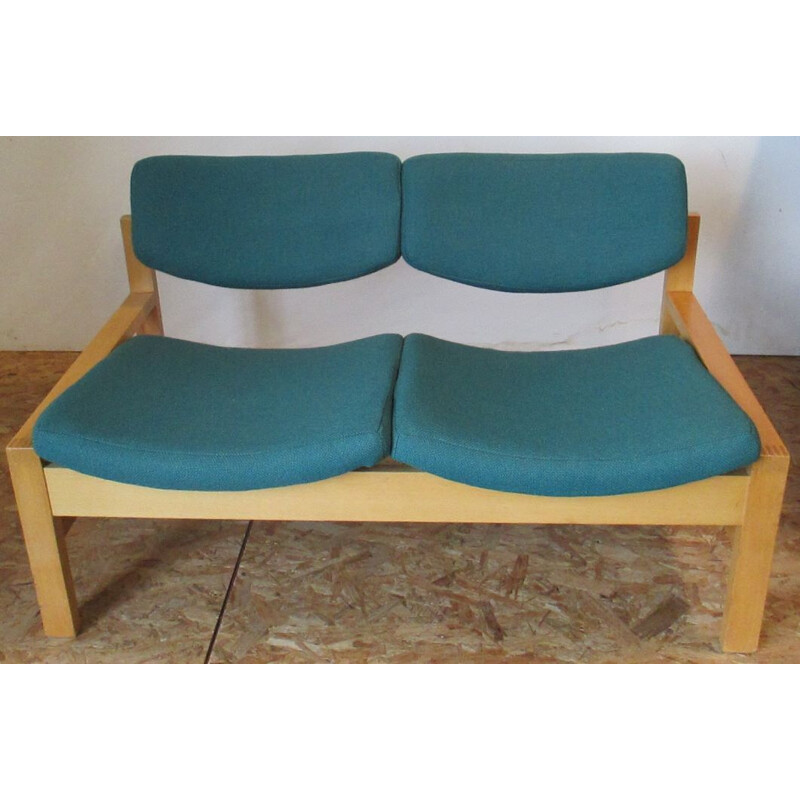 Small vintage sofa 2 places green 1960