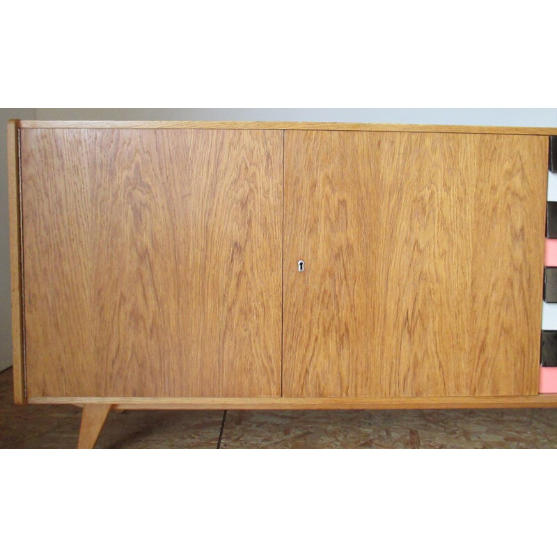 Vintage oak highboard, Jiri Jiroutek 1960