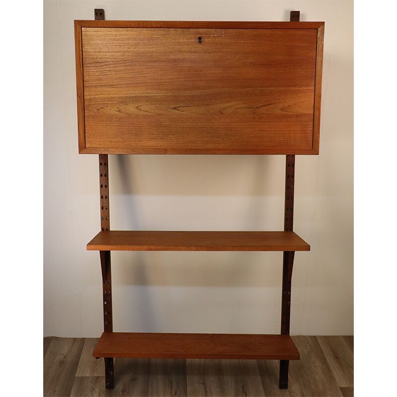Vintage secretary with Scandinavian wall shelves by Poul Cadovius, 1960