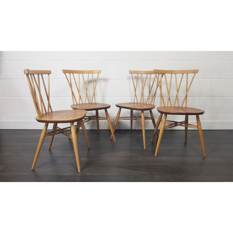 Set of 4 vintage Chairs Ercol Candlestick 1960s