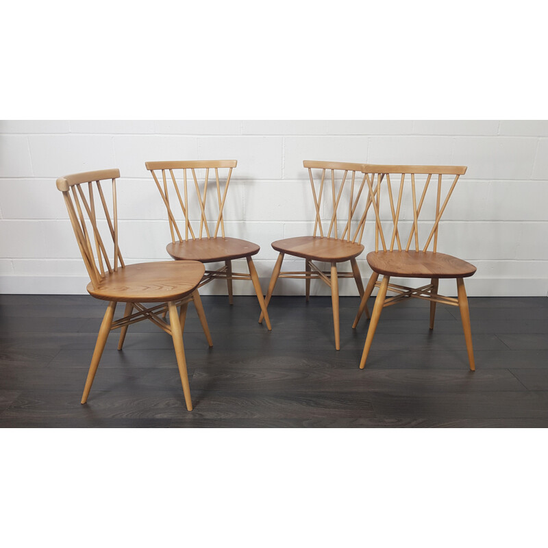 Set of 4 vintage Chairs Ercol Candlestick 1960s