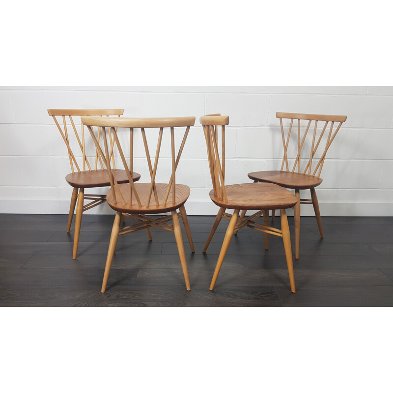 Set of 4 vintage Chairs Ercol Candlestick 1960s