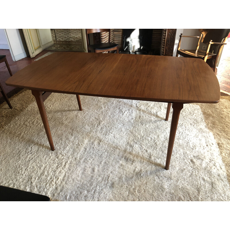 Vintage solid teak extensible dining table 2 extensions 1960