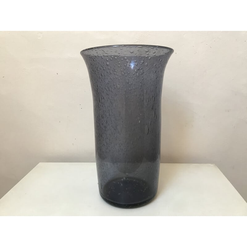 Vase vintage en verre soufflé par la Verrerie de Bendor