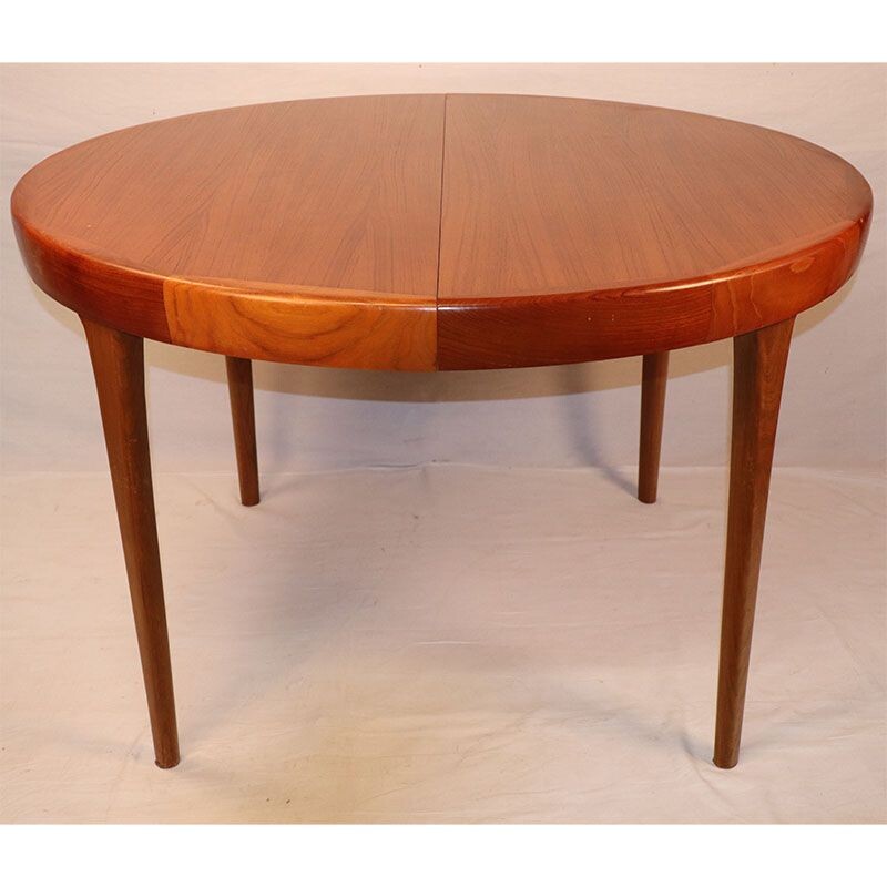 Vintage Scandinavian teak extensible round table 1960