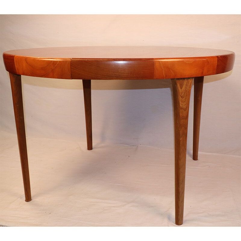 Vintage Scandinavian teak extensible round table 1960