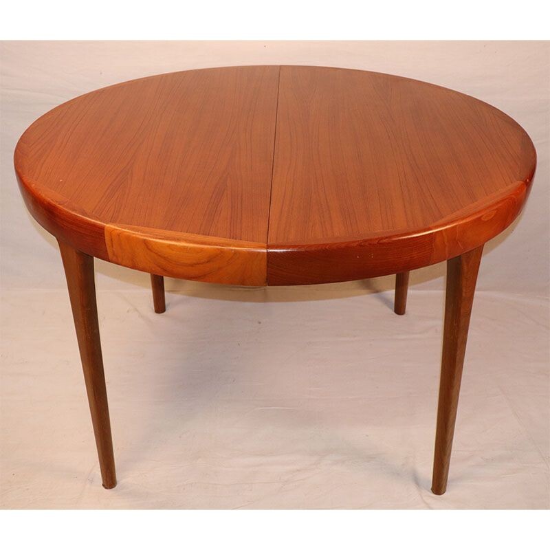 Vintage Scandinavian teak extensible round table 1960