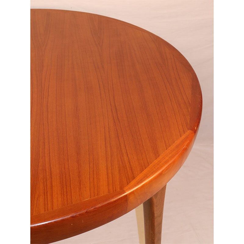 Vintage Scandinavian teak extensible round table 1960