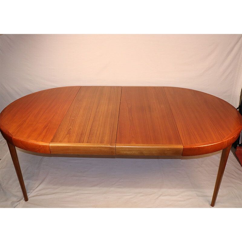 Vintage Scandinavian teak extensible round table 1960