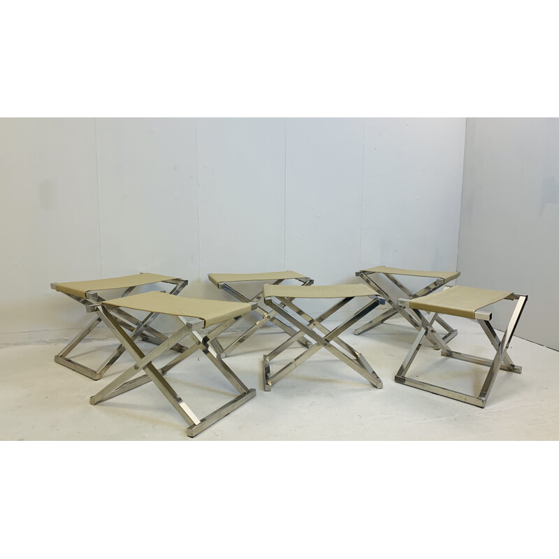 Set of 6 vintage Folding Stools, 1970s