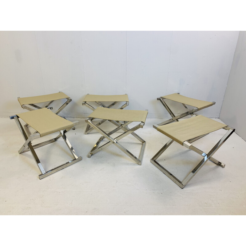 Set of 6 vintage Folding Stools, 1970s