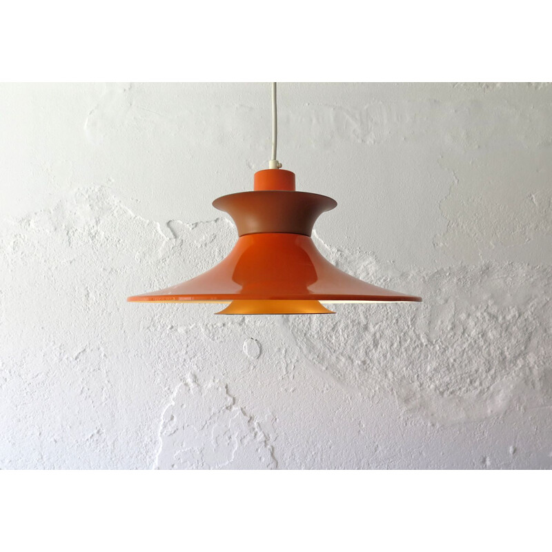 Vintage orange and brown hanging lamp danish