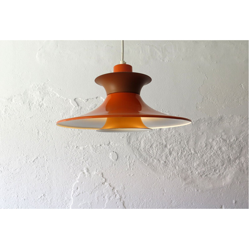 Vintage orange and brown hanging lamp danish