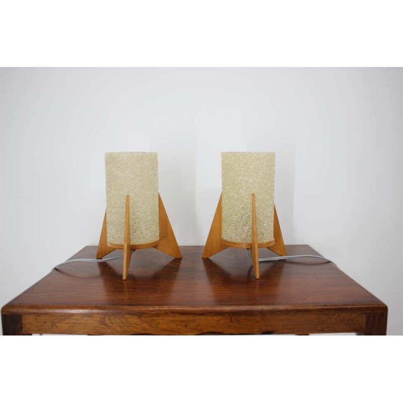 Pair of vintage rocket table lamps by Pokrok Zilina, 1970